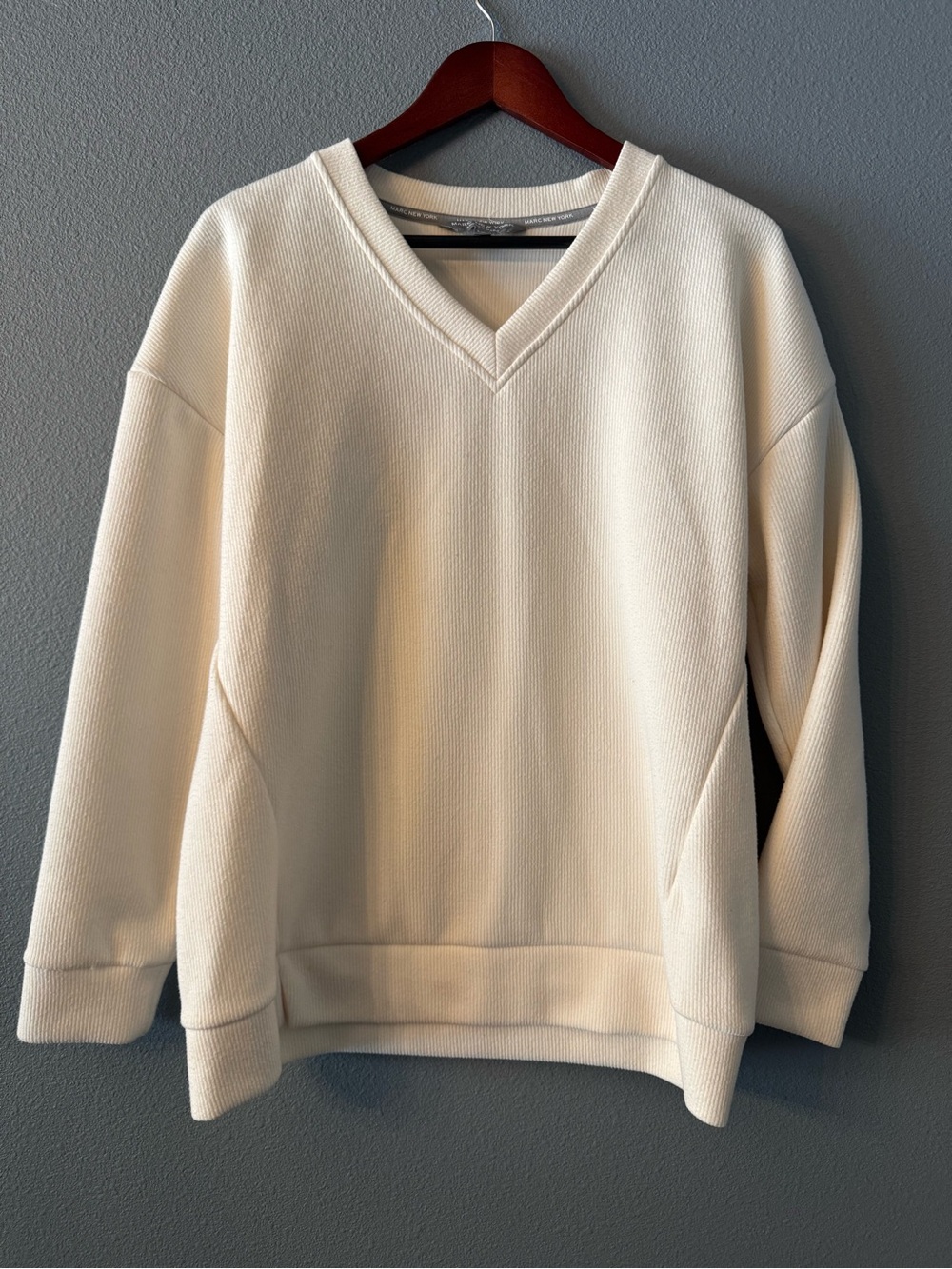 Marc New York Women's V-Neck Sweater in Off-White
